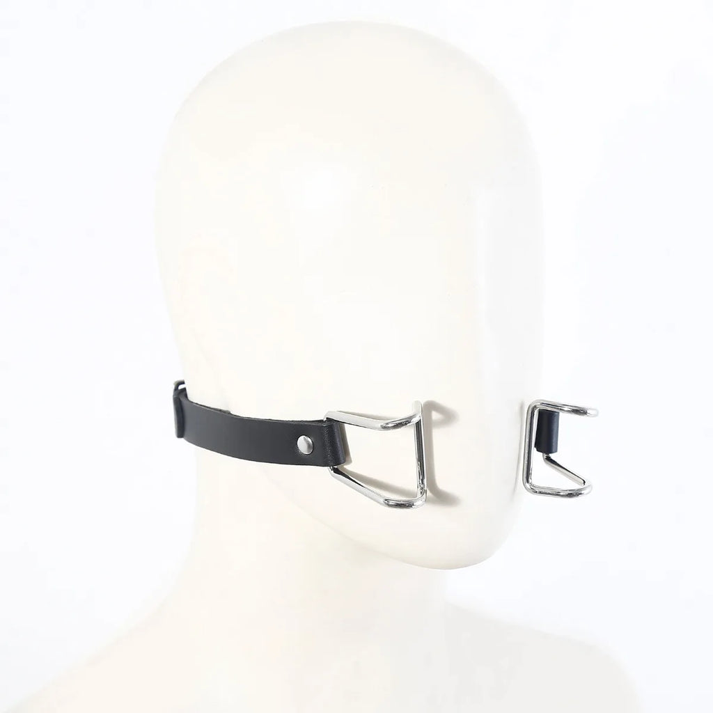 Stainless Steel Spider Ring Gag BDSM Bondage,Nose & Mouth Hook Spreader Leather Head Harness ,Sex Toys For Couples Restraints