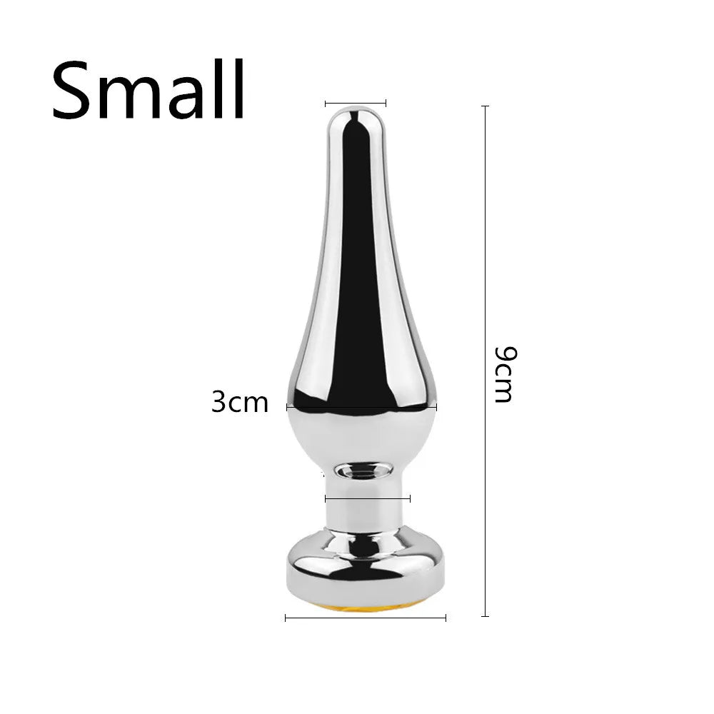 Smooth Stainless Steel Anal Plug Jeweled Butt Plug for Beginner G-spot Massager Sex Toys Dildo for Female Male Anal Beads S/M/L