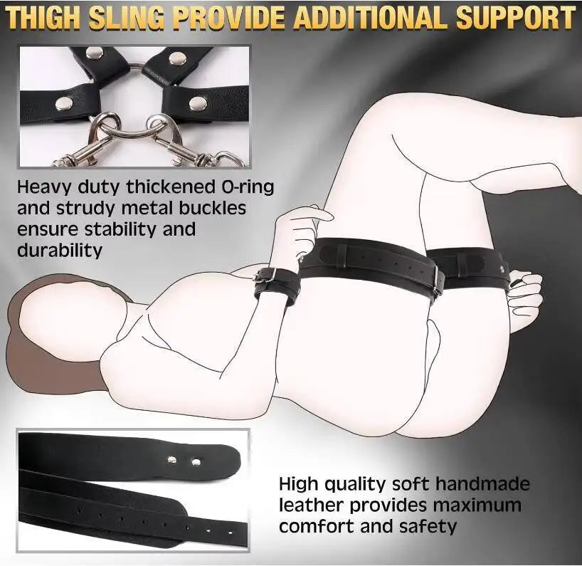 BDSM Bondage Leather Neck To Thigh Chest Harness Bed Restraint SM Game Female And Couple Sex Toys %