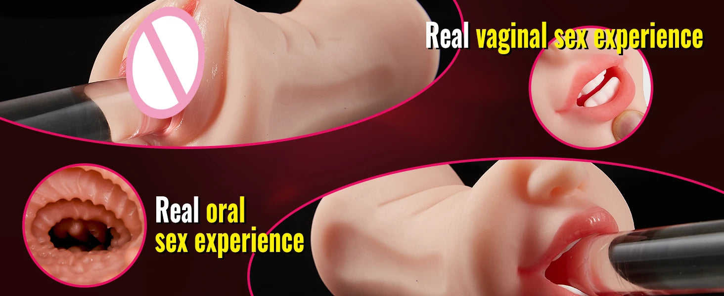 3 In 1 Pocket Pussy Real Vagina Male Masturbator Cup Oral Sex Tight Anus Blowjob Textured Masturbation Adult Sex Toy for Men