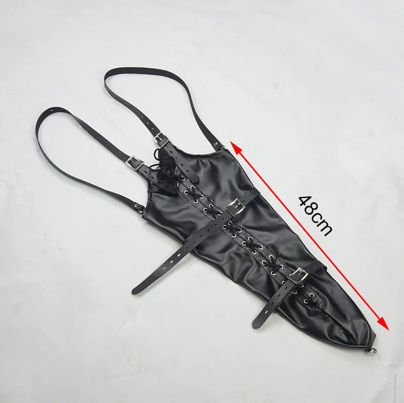 BDSM Strait Jacket / Armbinder,Leather Deluxe Arm Binder Restraint,Behind Back Bondage Gloves,Sex Toys For Couples