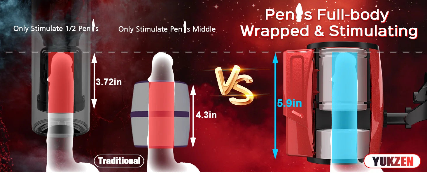 Male Masturbator Adult Sex Toys for Men - Dual-Sleeve Automatic Thrusting Rotating Vibrating Sex Machine Penis Vibrator Stroker