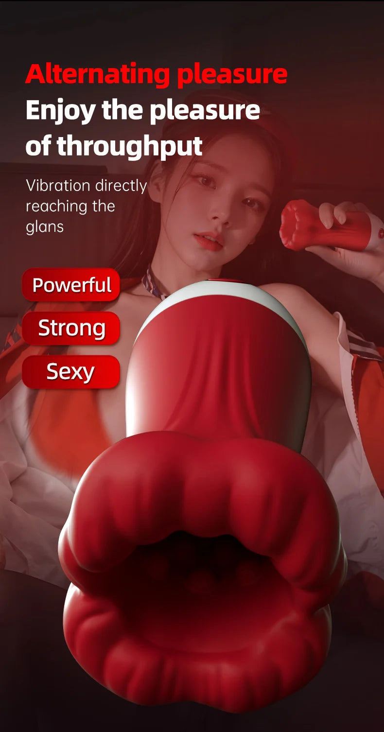 Male Masturbator with Vibrating Pump 9 Speed Stroker 4.98 Inch Deep Throat Blowjob Simulator App Control Suction for Adult Men