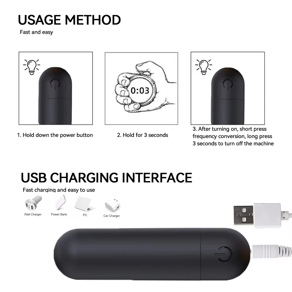 Mini Bullet Vibrator for Women Clitoris & G-spot Stimulator Vibrator Beginner Vaginal Anal Massage Sex Toy