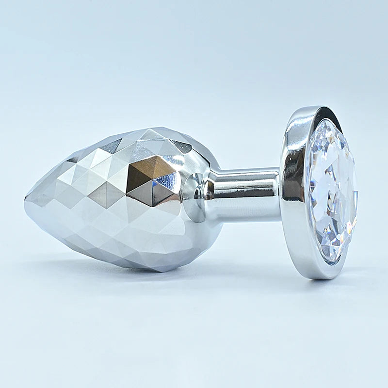 Silvery Stainless Steel Diamond Surface Anal Plug Dildo Crystal Base Butt Plug Analplug Sex Toys For Woman Adult Toys Anal Toys