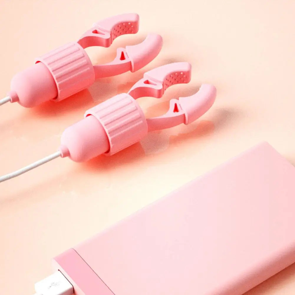 Nipple Vibrator USB Rechargeable Vibrator Clitoral Suction Cup & Nipple Clamps Stimulation Massager Women's Sex Toy Adult18+