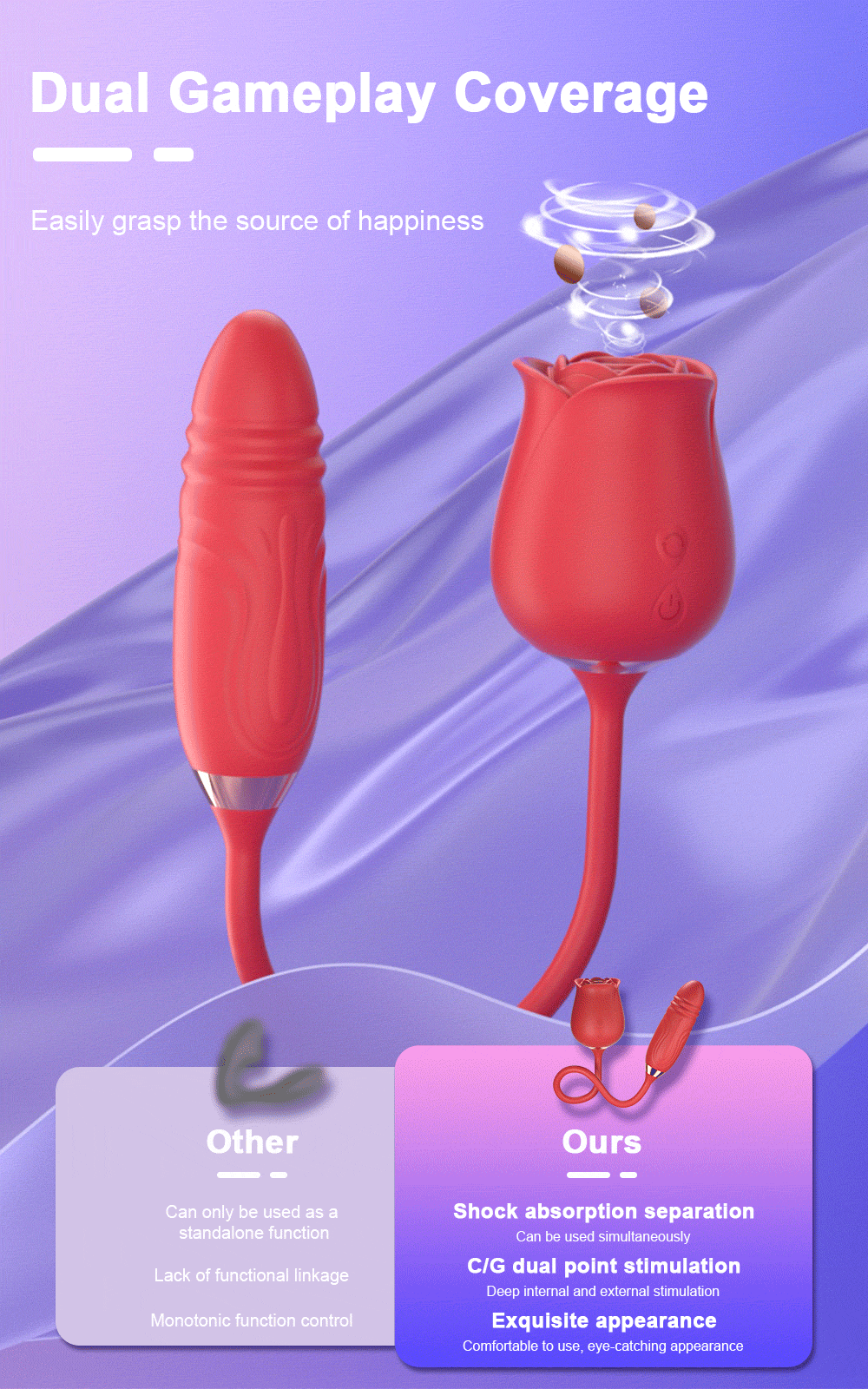 Sexy Adult Female Rose-Sucking Dildo Vibrator for Women Nipple Clit Stimulator Vibrating Penetration Vagina Vibrator Sex Toys 18