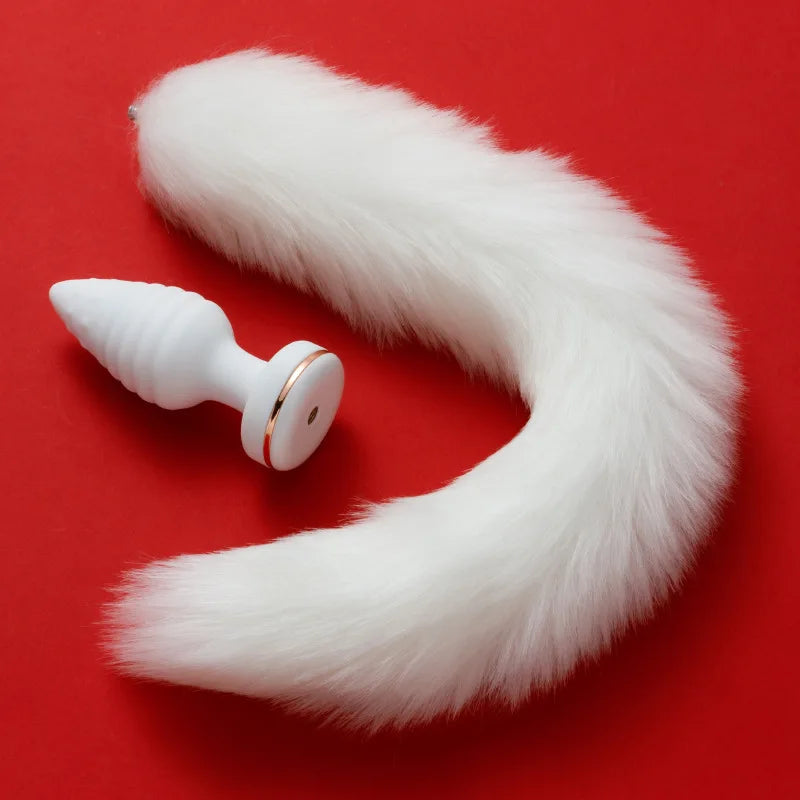Fox Tail Anal Vibrator Butt Plug Replaceable Silicone Plugs Sex Adult Toys Flirting Tool For Couples SM Role Play Remote Control