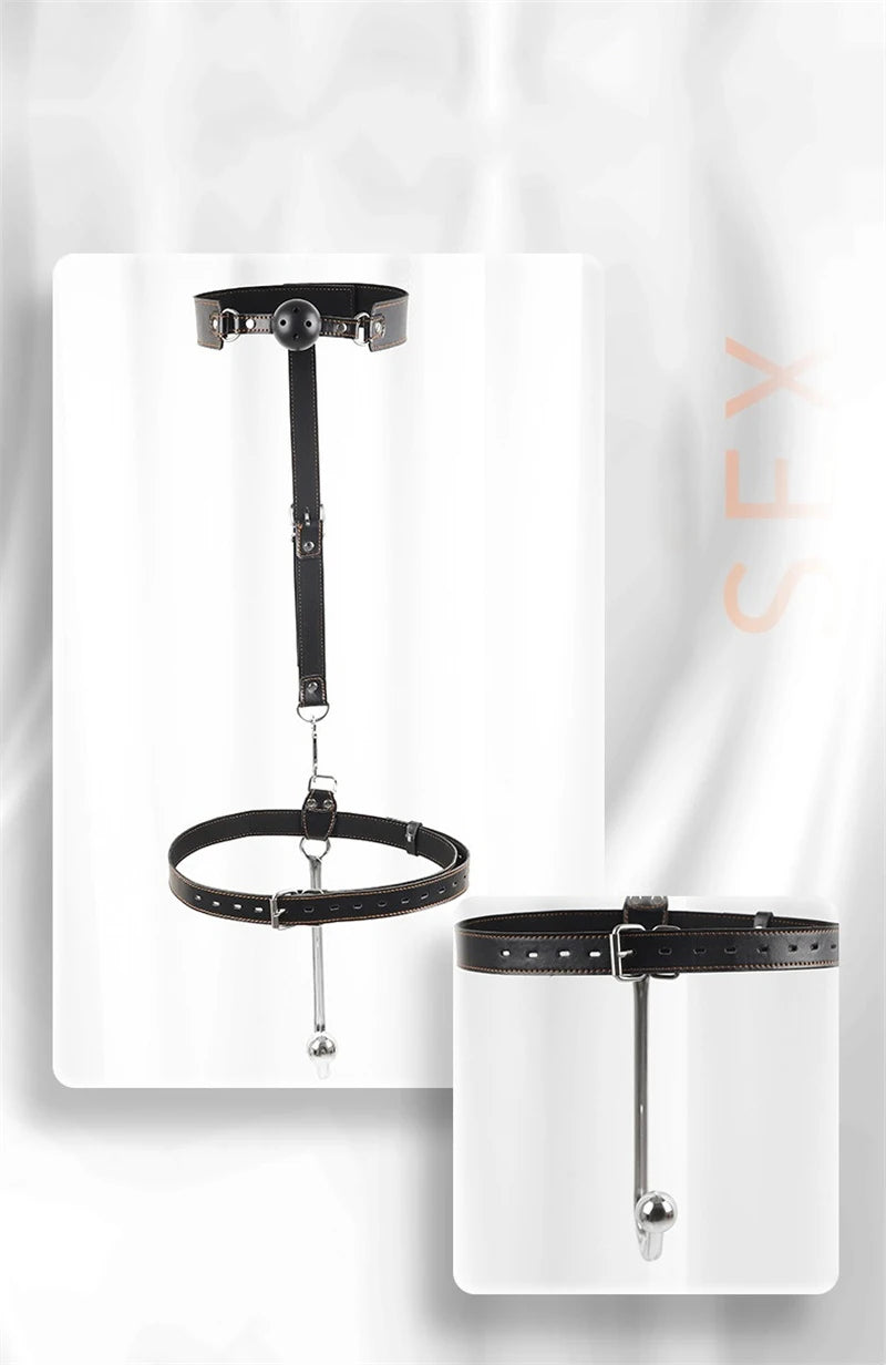 Bondage Gear Adult Sex Toy Set Anal Hook Mouth Gas Harness BDSM Handcuffs Mouth Plug Adjustable Collar Slave Bondage Sex Toys