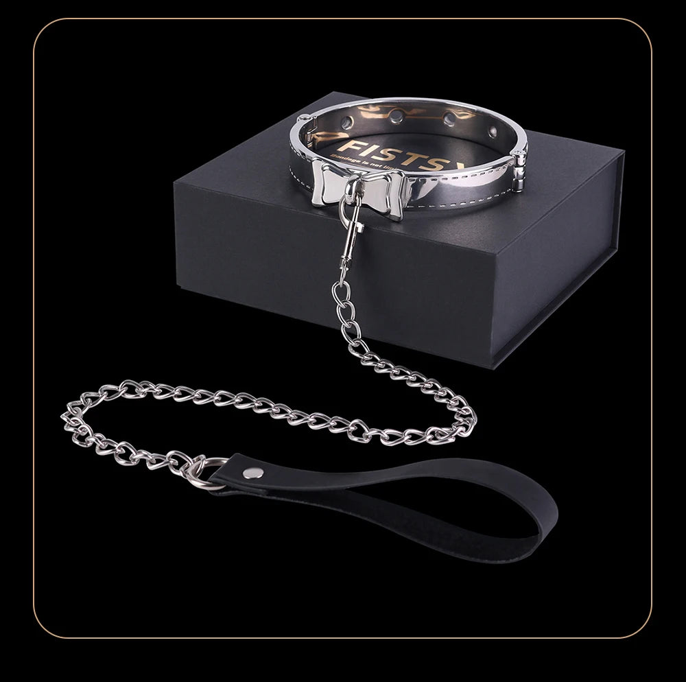 SHAZ Thick Heavy Collar Neck Sleeve Lockable Slave Dog Hentai Stainless Choker BDSM Accessories Adult Game Sex Toy Men Women 18+