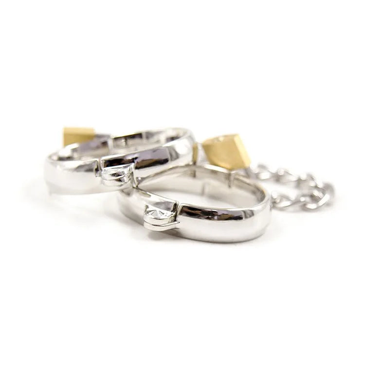 Metal Steel Handcuffs Wrist Ankle Cuffs with Chain and Lock Spreader Bar BDSM Restraints Adult Game Sex Toys for Women Men