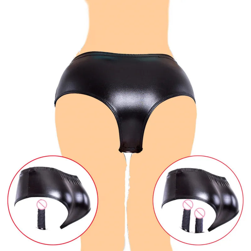 Silicone Anal Plug Dildo PU Leather Penis Panties Strap On Dildo Underwear Masturbation Chastity Panties Sex Toys No Vibrate