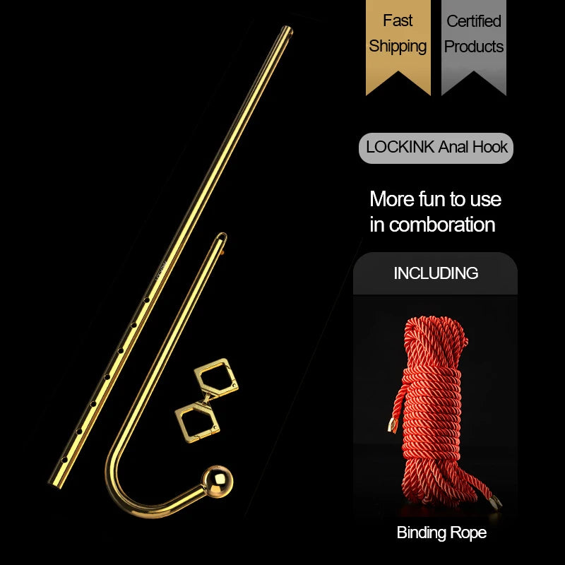 LOCKINK Metal Anal Hook Couple Adults Toys SM Posterior Anal Dilation Single Bead Adjustable Restraint Equipment for Men Women