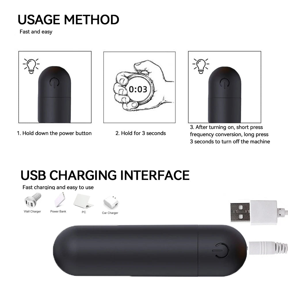 Mini Bullet Vibrator for Women Clitoris & G-spot Stimulator Vibrator Beginner Vaginal Anal Massage Sex Toy