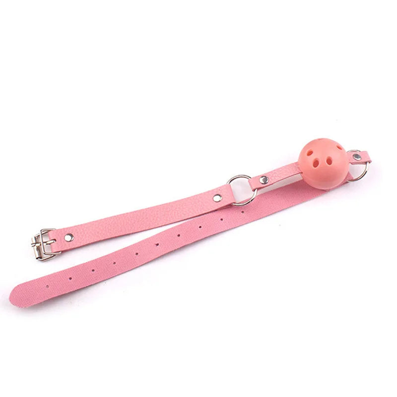 BDSM Leather Ball Gag – Adjustable Mouth Restraint with Buckle Strap, Fetish Bondage Toy for Couples, Erotic Adult SM Games