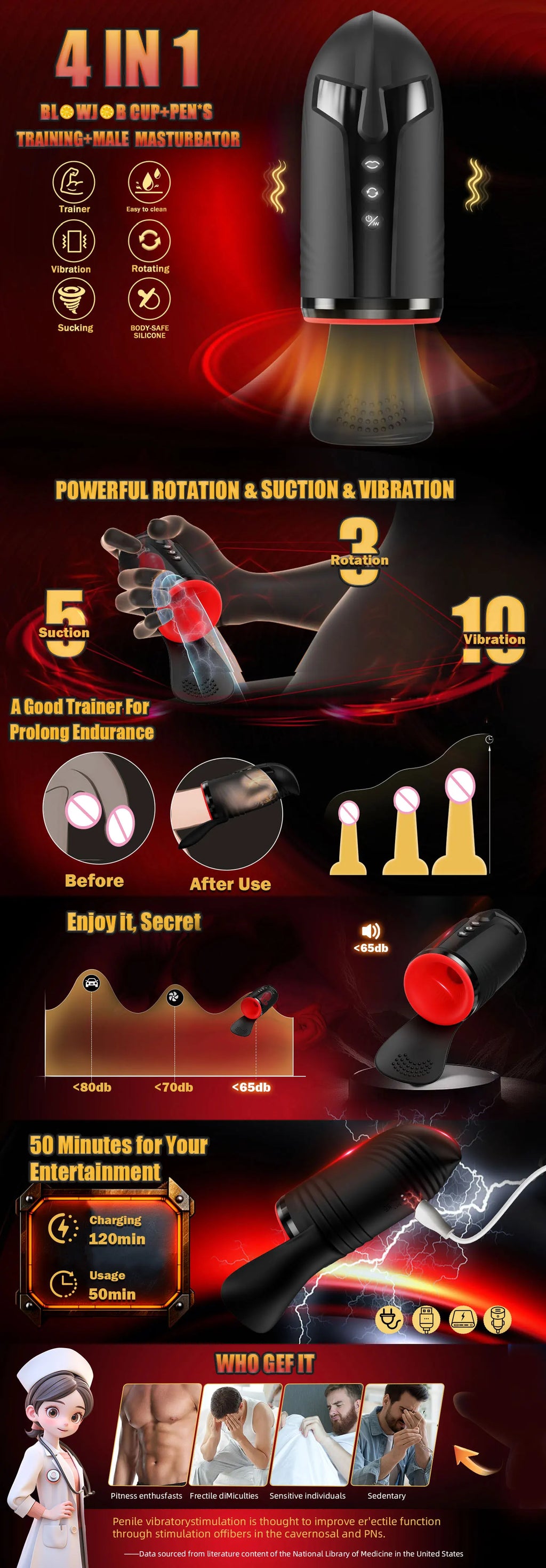 Male Masturbator Penis Training Vibrator Glans Massage Testicle Stimulator Delay Stamina Trainer Blowjob Machine Sex Toy for Men