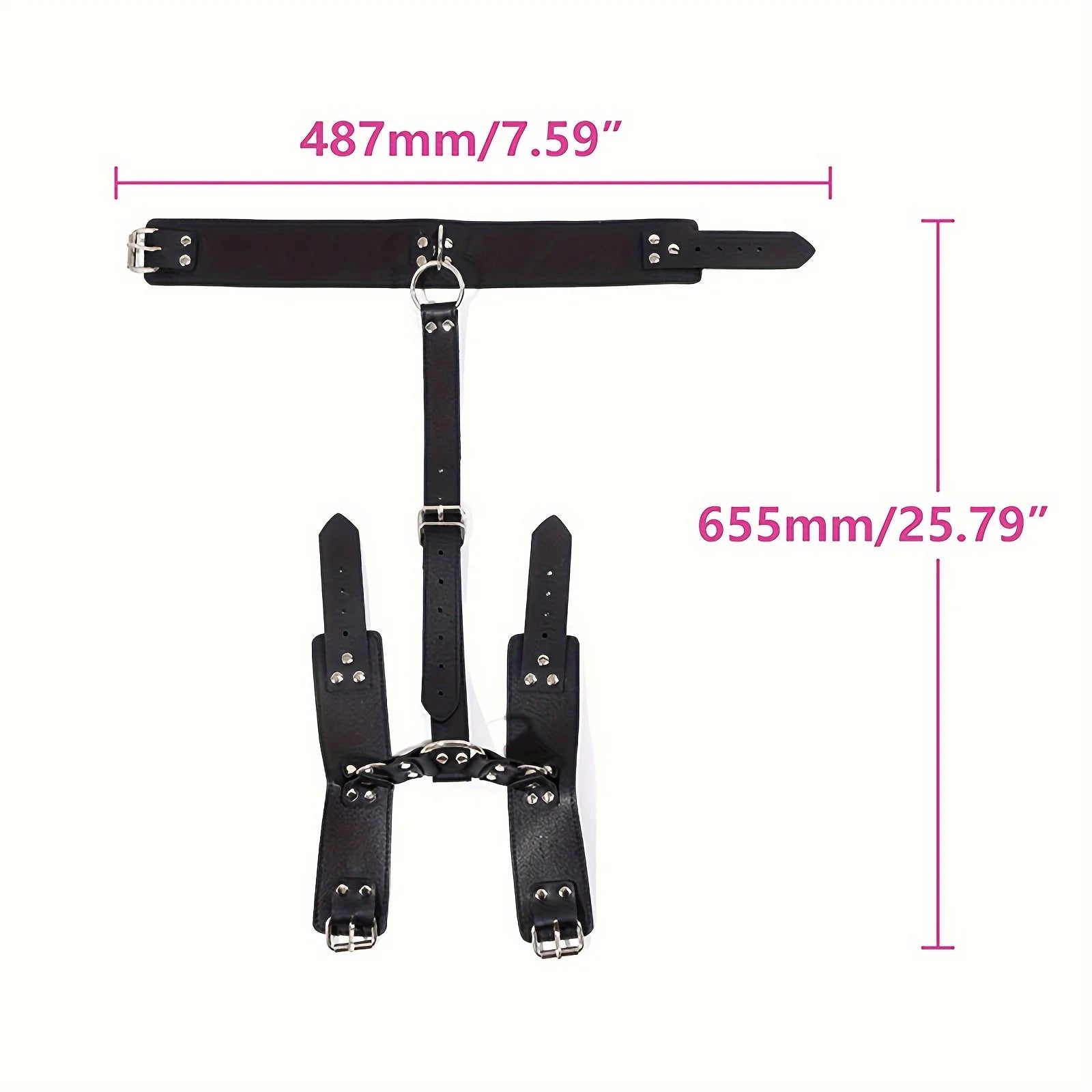 BDSM Bondage Restraints Set Neck to Wrist - Behind Back Handcuffs Collar with Blindfold Adjustable Bondage Gear & Accessories
