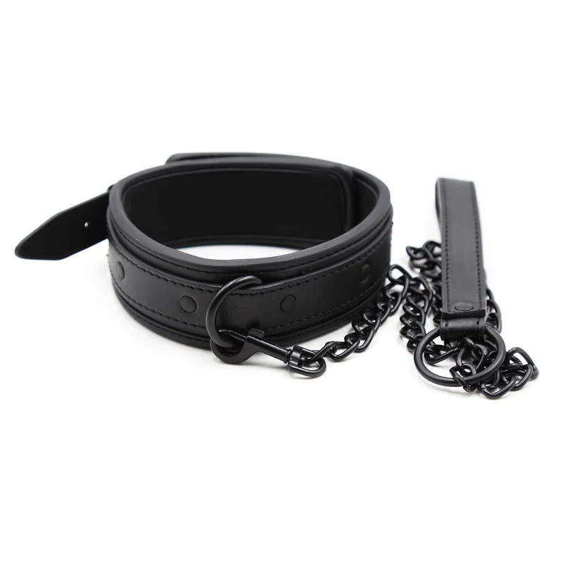 Bdsm Collar Leather Iron Chain Link Bdsm Slave Collars Bondage Collar Bdsm Sex Toys For Women Couples Adults Sexy Toys Sex Shop