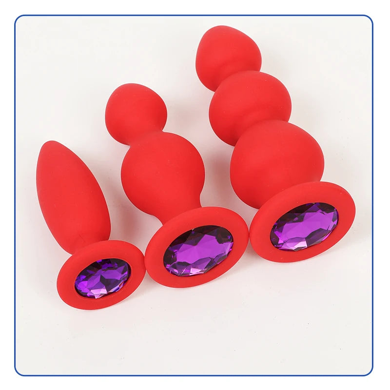 Silicone Anal Plug For Women Anal Vaginal Expander Bottom with colored diamonds Sex Toy Adults Games Couple Tool Erotic Products