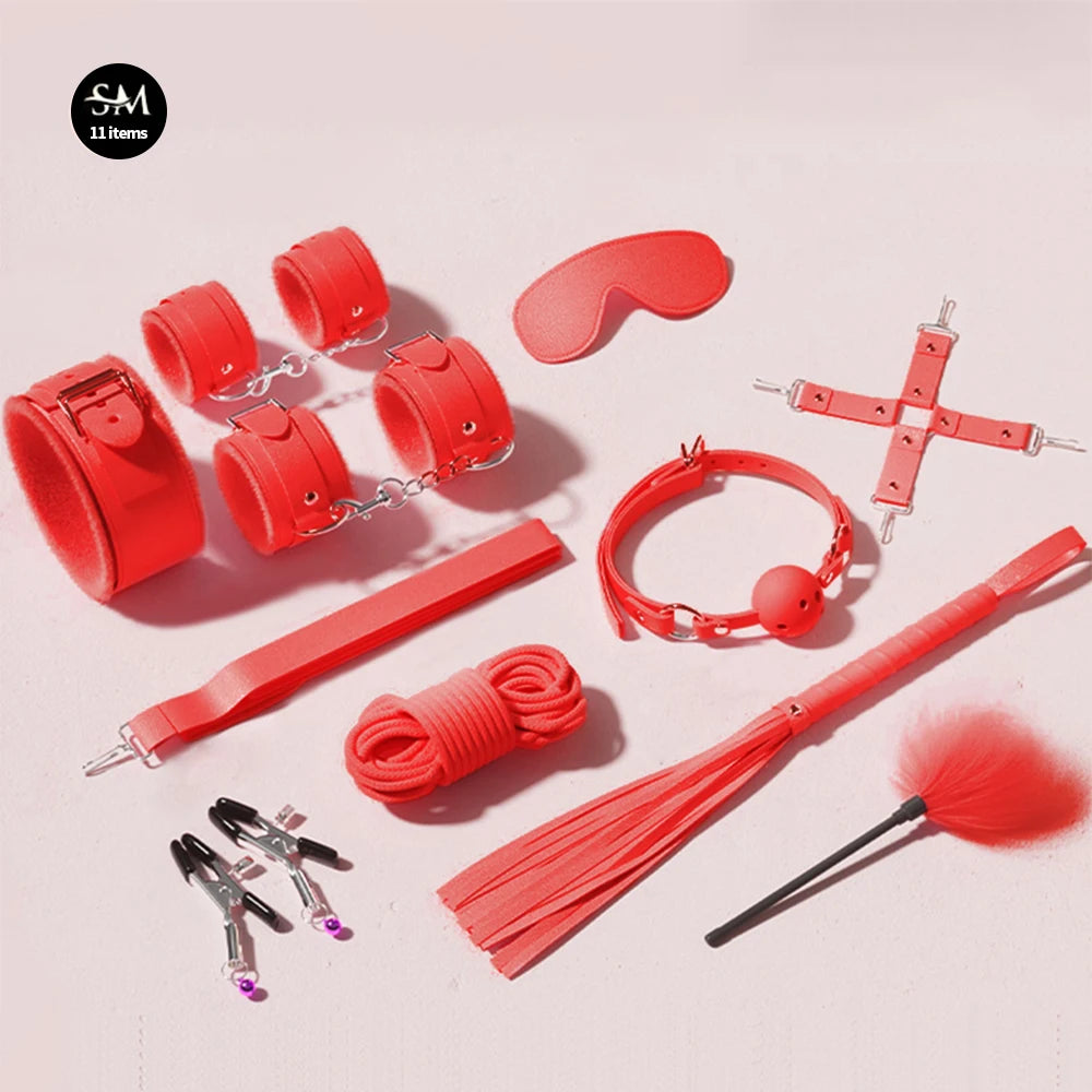 Bdsm Bondage Set Restraint Adult Game Handcuff Neck Collar Wrist Mouth Gag Strap Fetish SM Sex Toys for Woman Couples Product