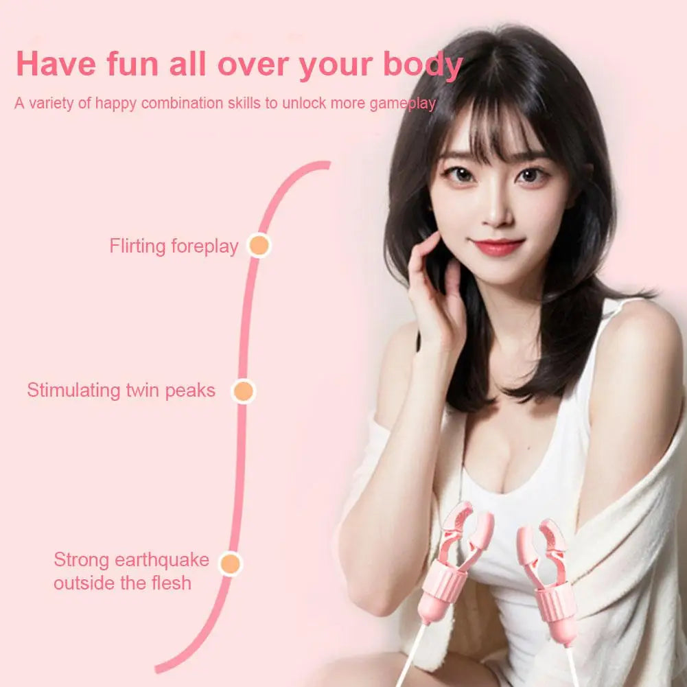 Nipple Vibrator USB Rechargeable Vibrator Clitoral Suction Cup & Nipple Clamps Stimulation Massager Women's Sex Toy Adult18+