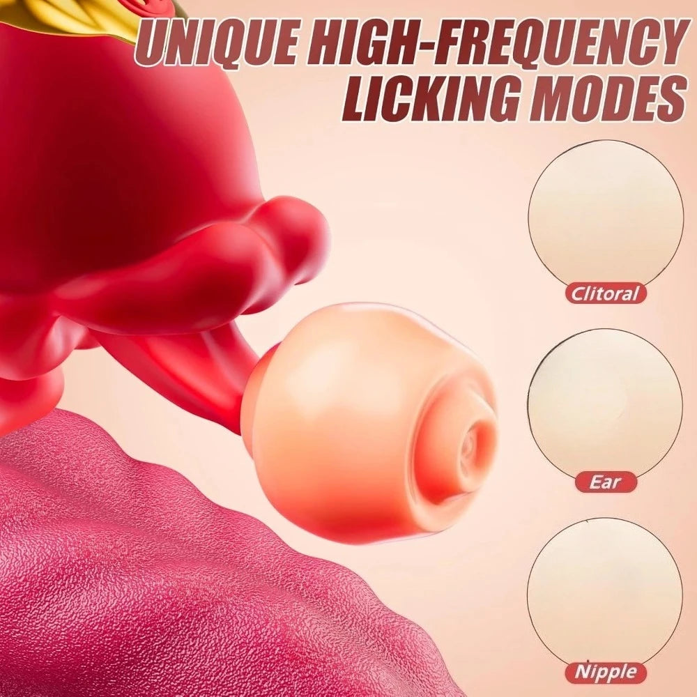Adult Sex Toys for Women 4in1 Vibrator with Tongue Thrusting Dildos G Spot Dildo 10 Clitoral Licking Modes Female Masturbation