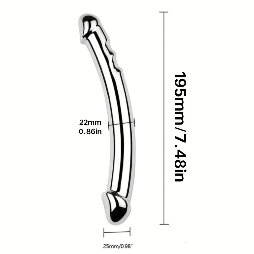1 Pcs Stainless Steel Double-Ended Dildo G-spot Massage Anal Plug Stimulate Wand Fetish Dildo Solid Metal Curved Dual Ended
