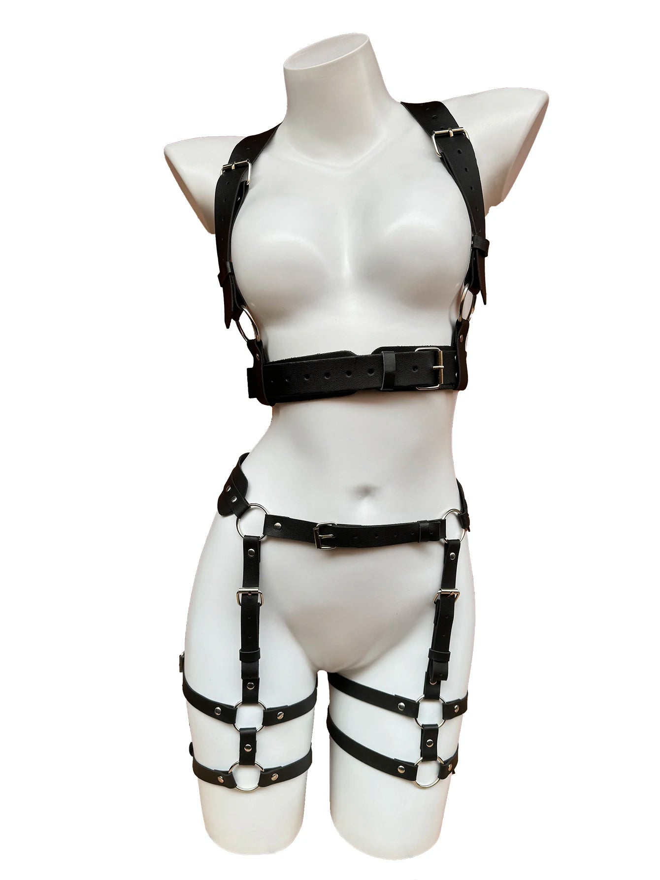 Bdsm Full Body Bondage Set Harness Women Lingerie Bondage BDSM Erotic Thigh Garter Leather Bra Goth Rave Suspenders Stocking