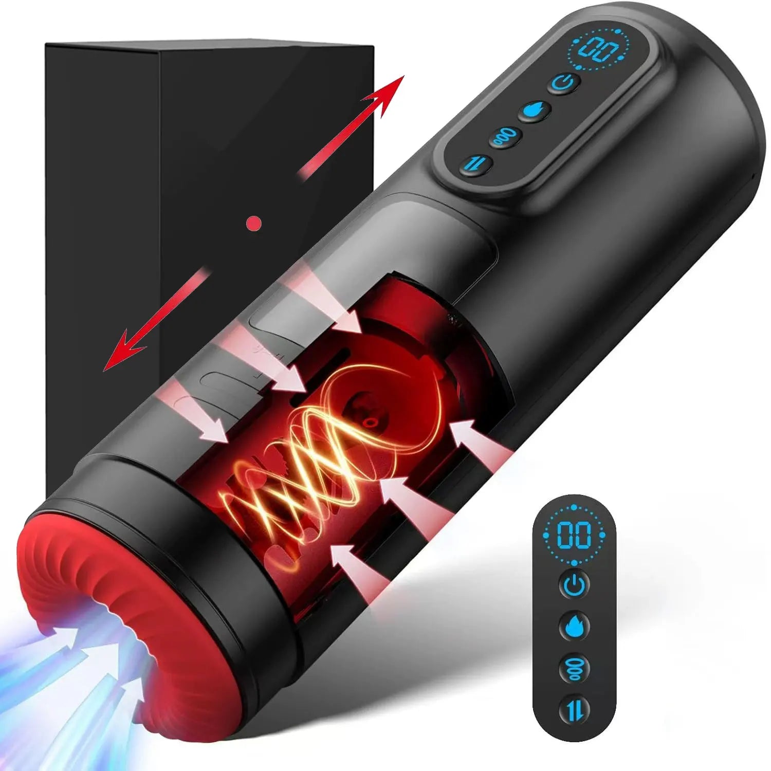 Male Sex Toys Penis Pump with 9 Sucking & Vibrating & Thrusting 3D Textured Sleeve Heating Blowjob Mens Sex Toy Adult Toys LCD