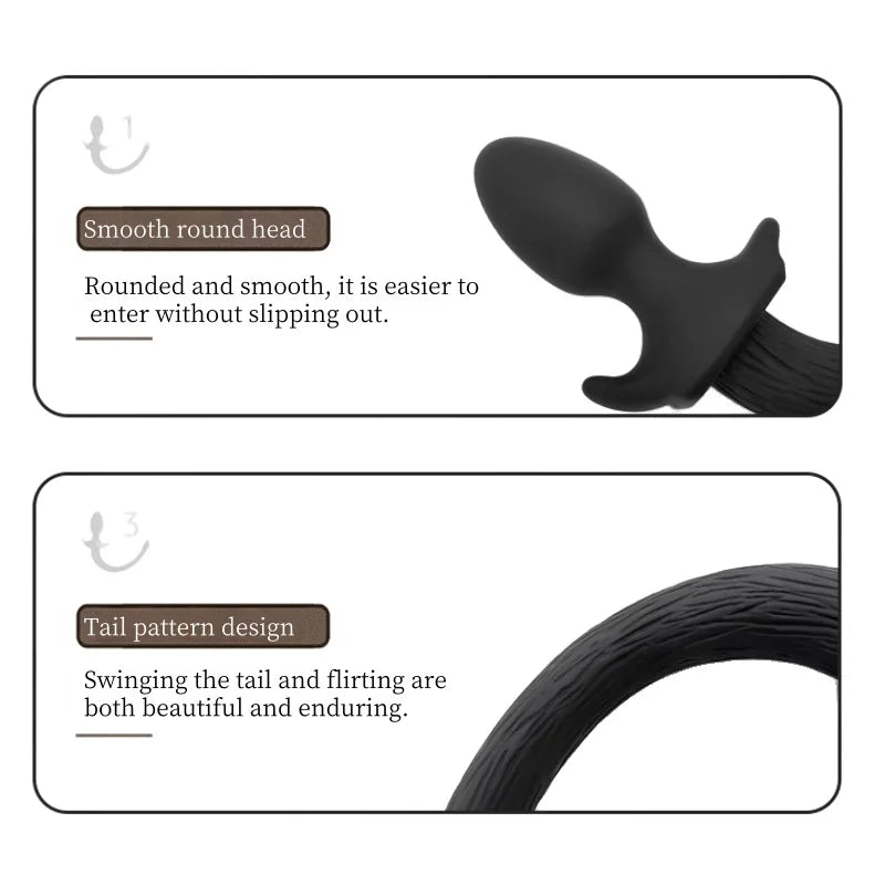 Silicone Prostate Massager Anal Sex Toys with Fetish Puppy Play StripTail Butt Plug for Couple BDSM Anue Bondage Adult Product