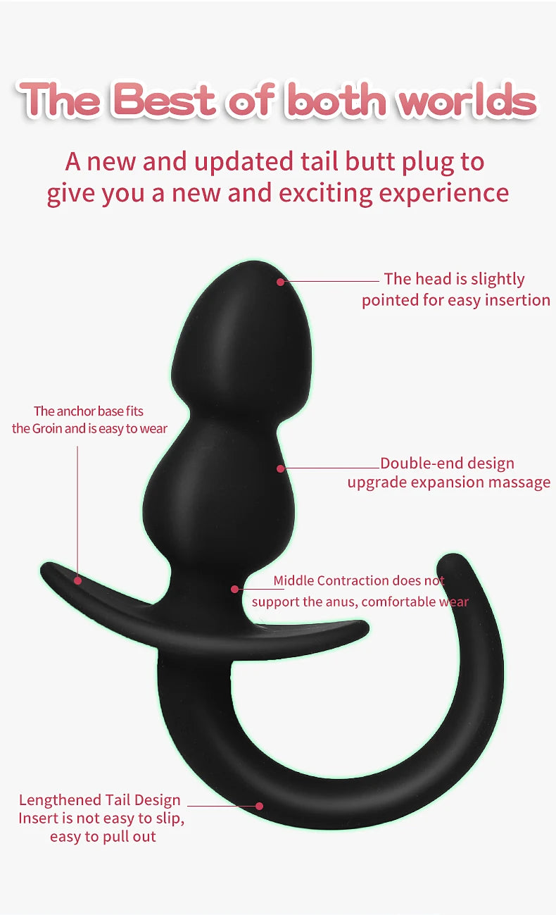 Dog Tail Anal Plug Silicone Butt Plug Puppy Play Anal Accessories Sex Toy for Adult18+ Woman Men Role Play Pup Tail Sex Shop Toy