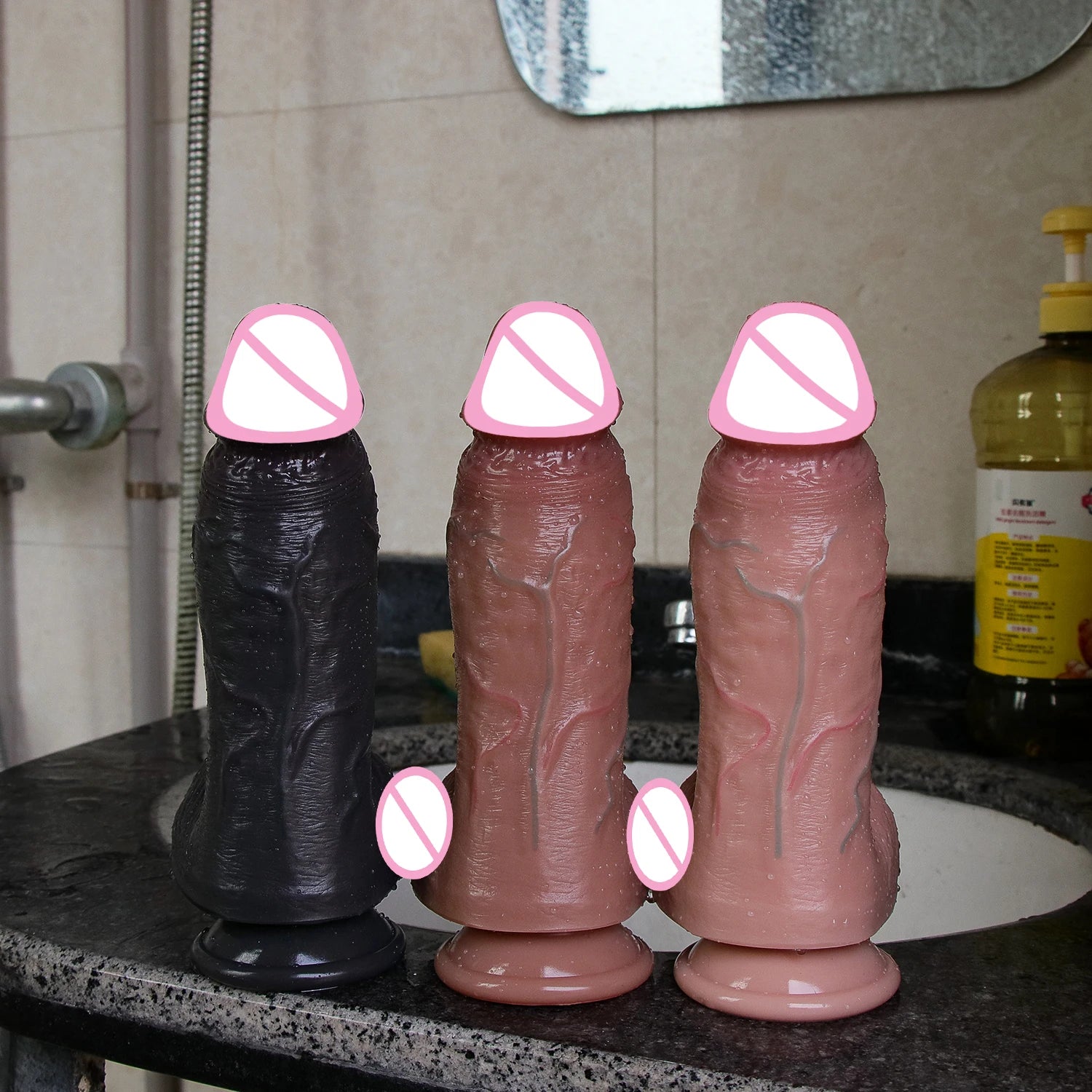 Realistic Flesh Skin Soft Thick Big Dildo Double Silicone Small Penis Woman Man Anal Sex Toy Suction Cup Dick Masturbators Cock