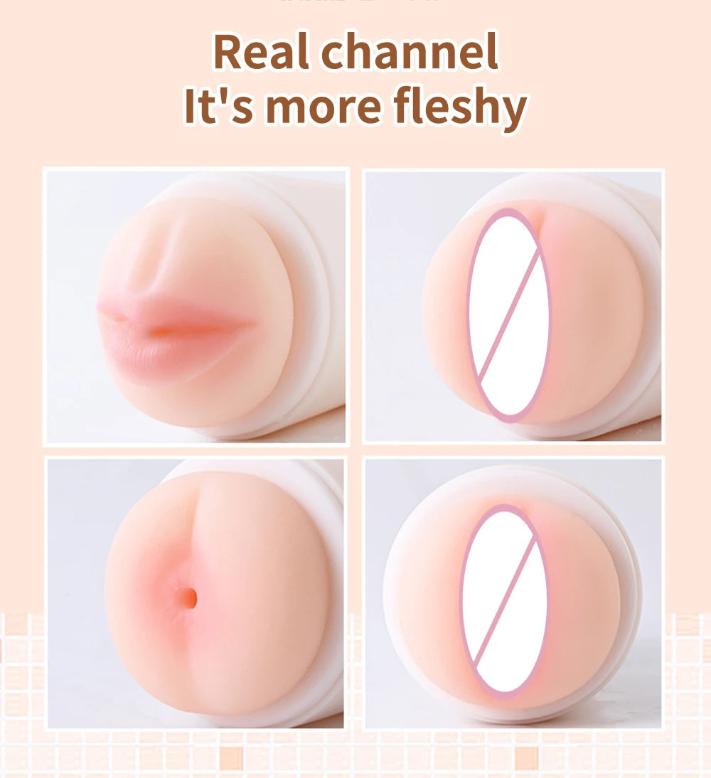 Realistic Vagina Sex Toys Scrotum Stimulator Safe Silicone Vaginal Male Masturbator Soft Pocket Pussy Male Sex Toys for Adult