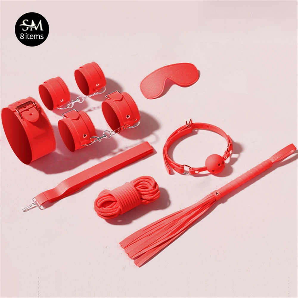 Bdsm Bondage Set Restraint Adult Game Handcuff Neck Collar Wrist Mouth Gag Strap Fetish SM Sex Toys for Woman Couples Product