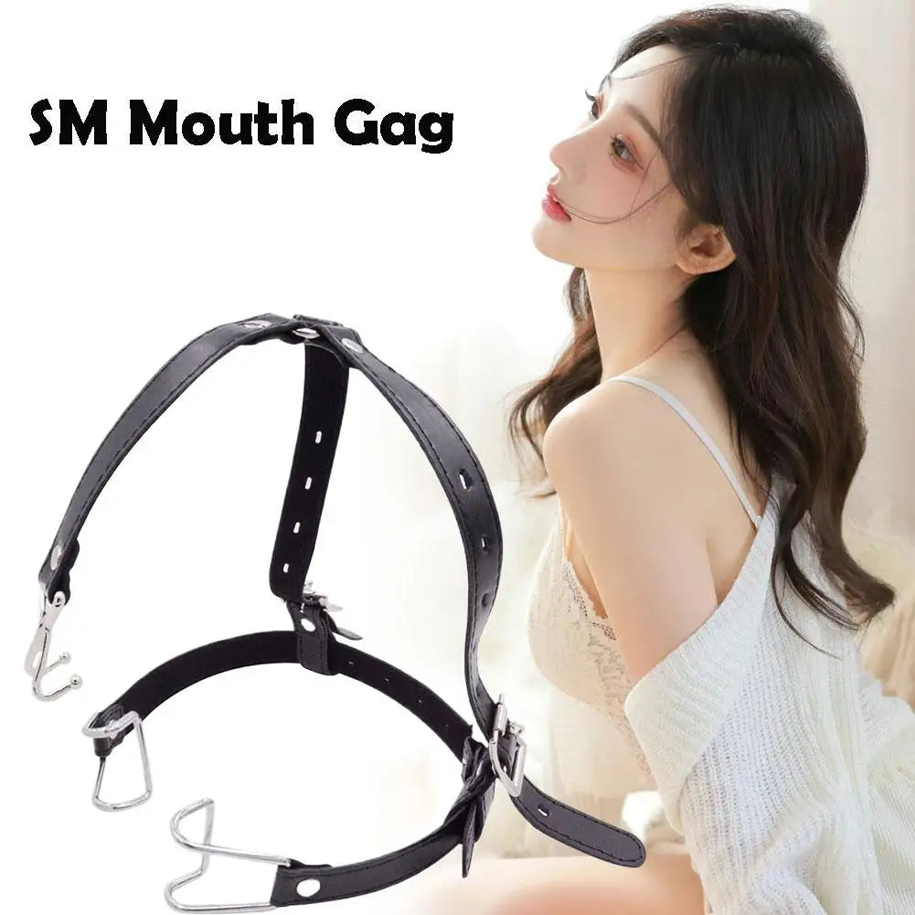 SM Mouth Gag BDSM Mouth Plug Spreader Sex Toy Set Women Slave Oral Sex Trainer Adult Metal Ring Gag Flirting Open Mouth Harness