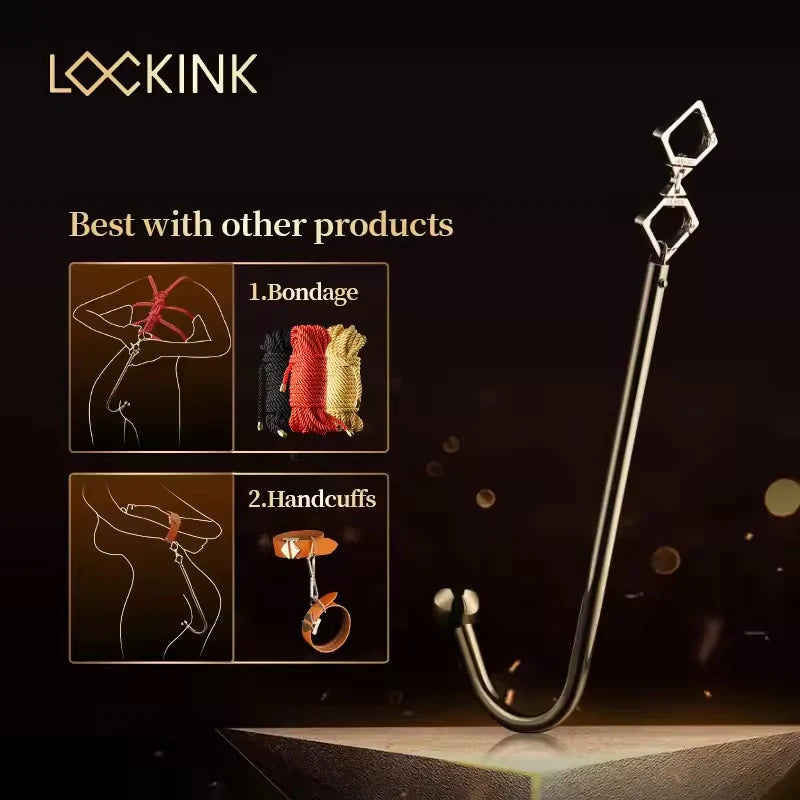 LOCKINK Metal Anal Hook Couple Adults Toys SM Posterior Anal Dilation Single Bead Adjustable Restraint Equipment for Men Women
