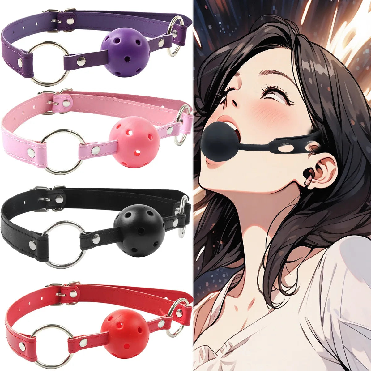 BDSM Woman Mouth Gag Ball Set Couple SM Slave Open Mouth Sex Games Mouth Gags 18+ Adult Foreplay Flirt Woman Slave Sextoy Set