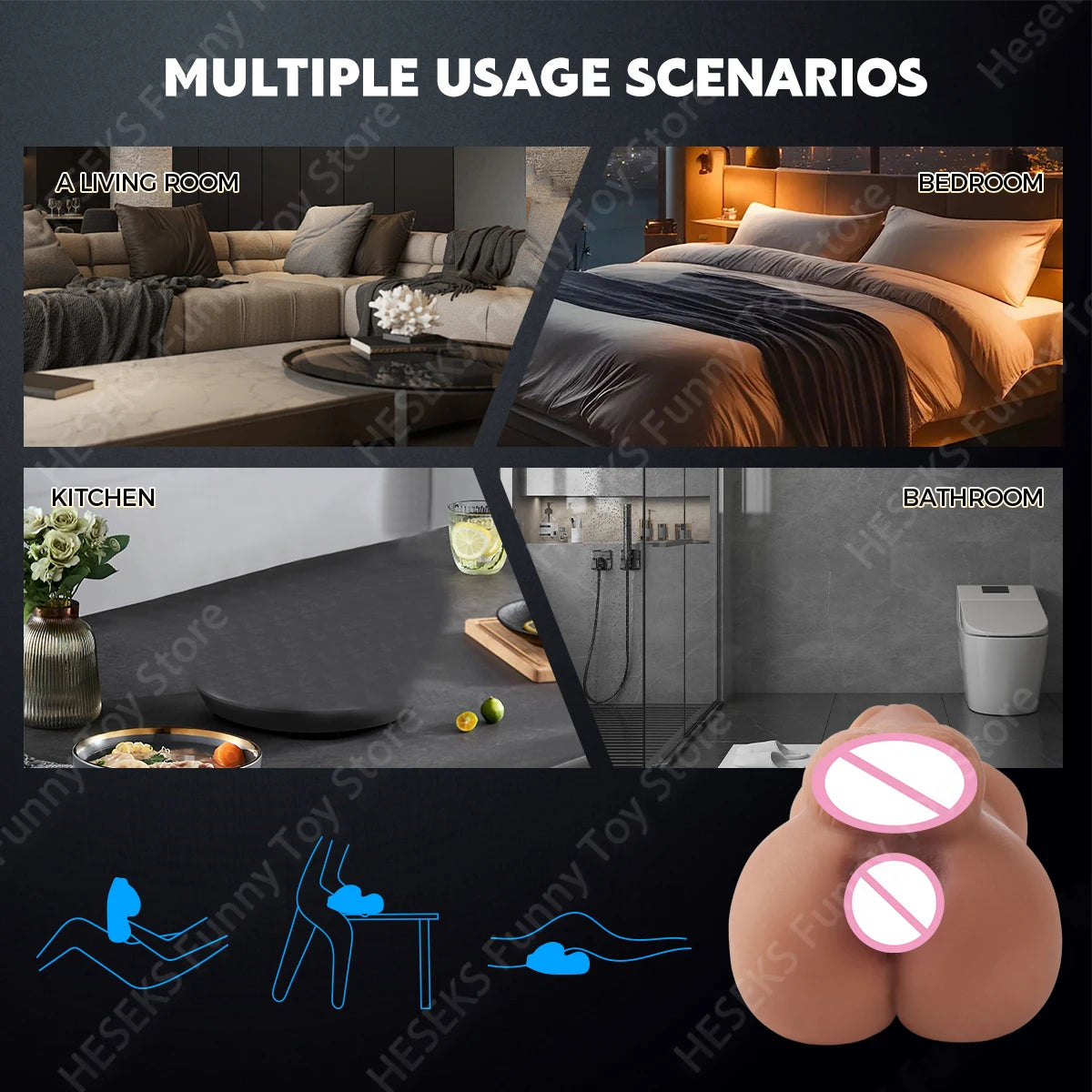 HESEKS Penetration Realistic Anal Male Masturbator with Big Dildos Anus for Men Portable Sex Doll Butt Sex Toys for Gay 18+