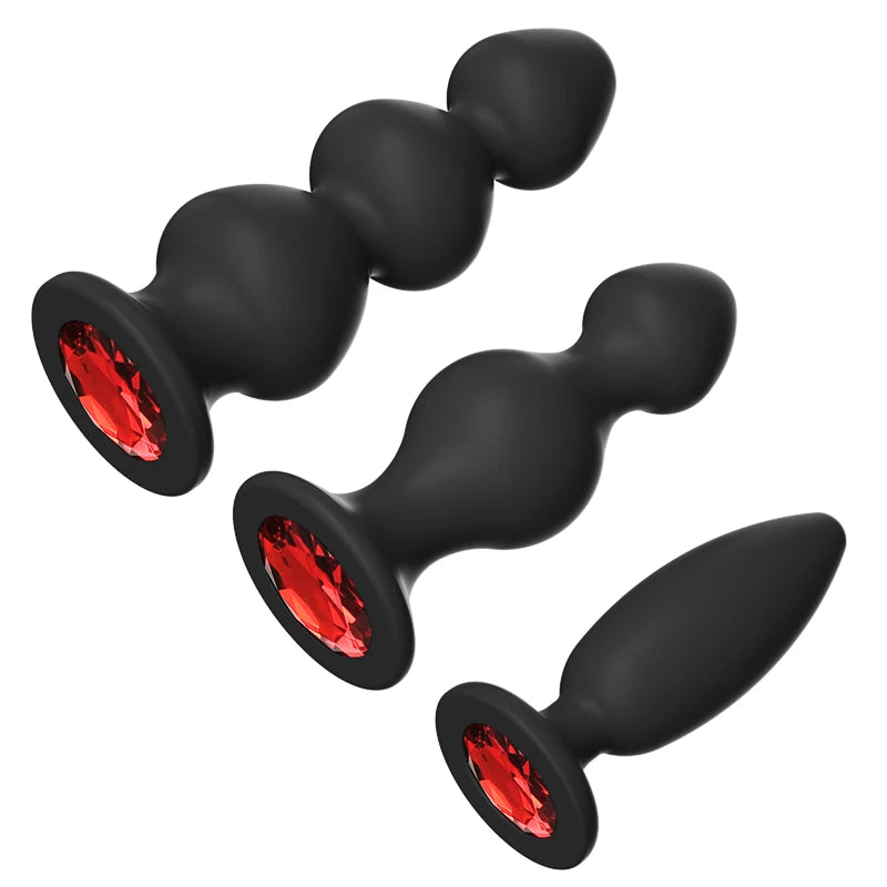Silicone Anal Plug For Women Anal Vaginal Expander Bottom with colored diamonds Sex Toy Adults Games Couple Tool Erotic Products