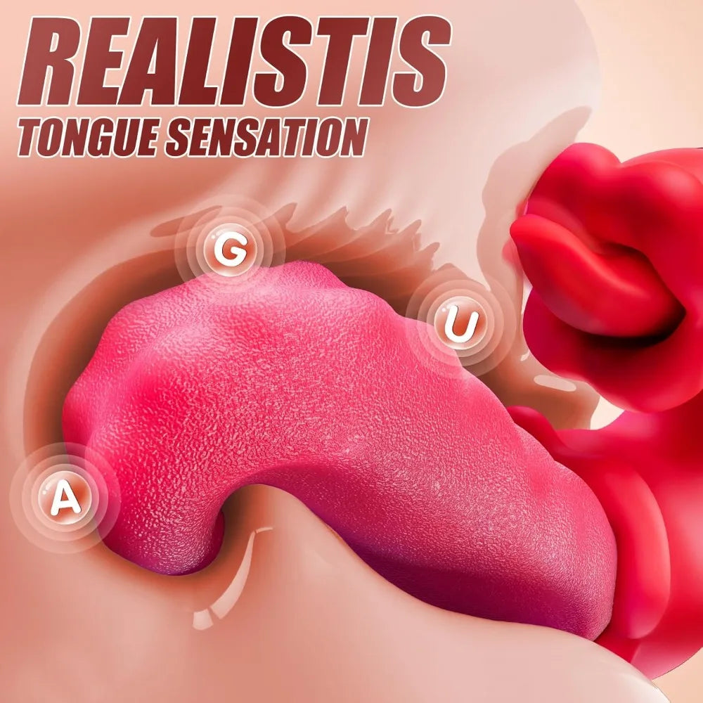 Adult Sex Toys for Women 4in1 Vibrator with Tongue Thrusting Dildos G Spot Dildo 10 Clitoral Licking Modes Female Masturbation