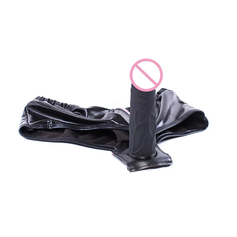 Silicone Anal Plug Dildo PU Leather Penis Panties Strap On Dildo Underwear Masturbation Chastity Panties Sex Toys No Vibrate