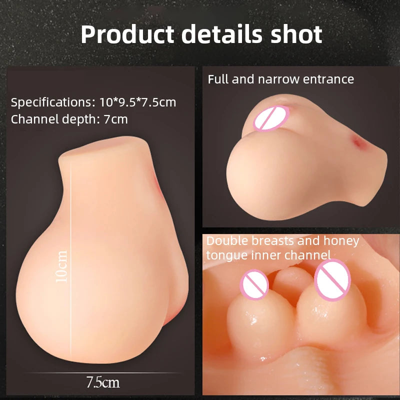 Realistic Vagina Male Masturbator Cute Little Butt Vagina Pocket Pussy Double Breasts Honey Tongue Channel Sex Toy For Men