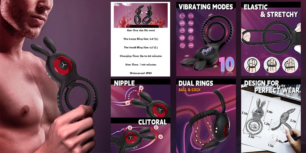 Vibrating Cock Ring Vibrator Adult Sex Toy with Vibrations Longer Harder Stronger G Spot Clitoral Stimulator Penis Ring Erection