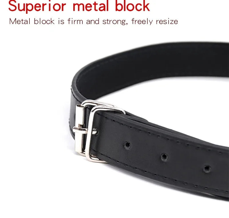 Silicone Ball Gag BDSM Adult Toy, Hollow Design Drooling Gag with Leather Straps, Ring Gag BDSM Bondage Gear for Men Women