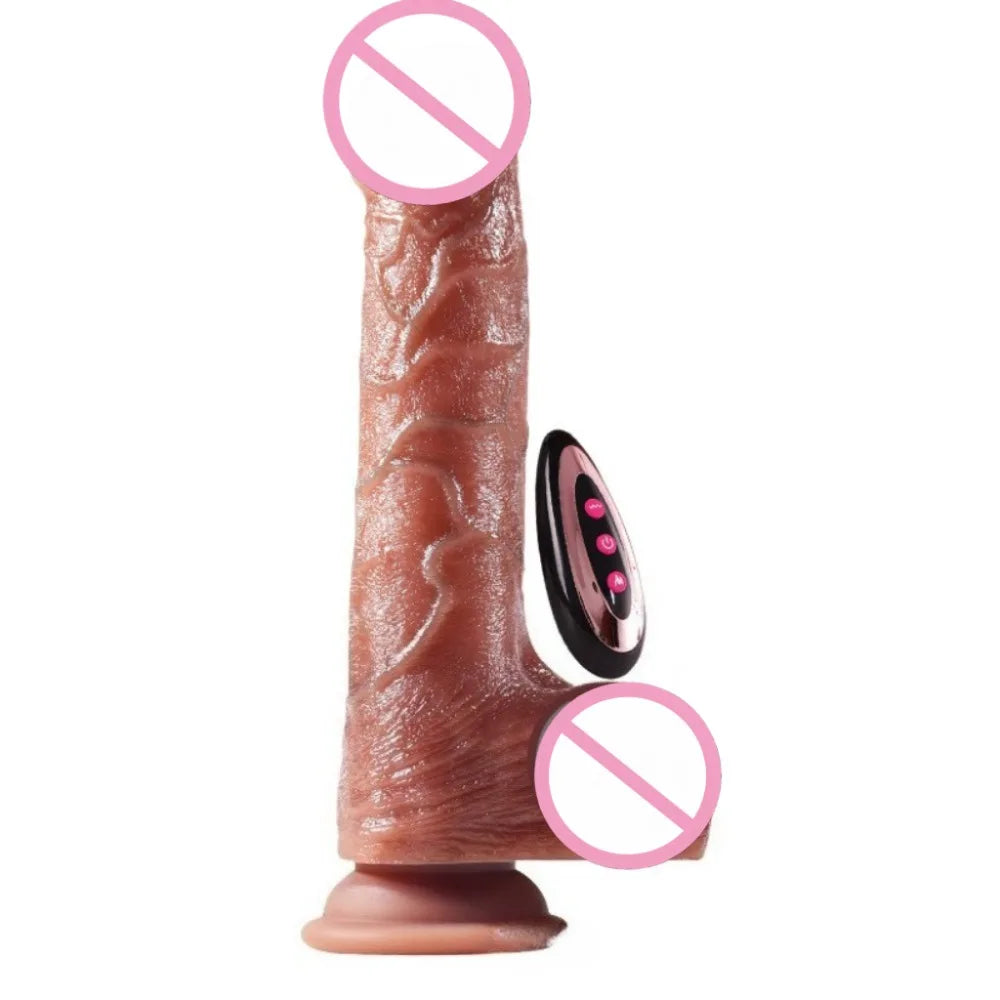 Silicone Foreskin Dildo with Telescopic Rocking Vibrator Anal Plug Female Masturbator Clitoral Massage Sex Toy for Women