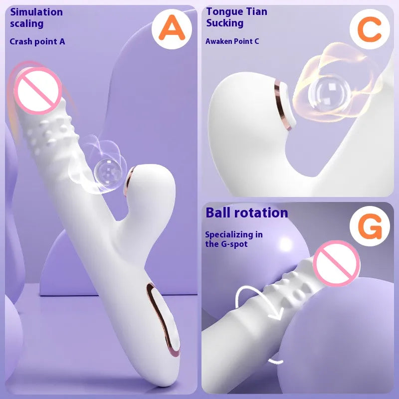 Female sex toy vibrator inserted into anal dildo licking female sex toy automatic rotating masturbation stick adult product