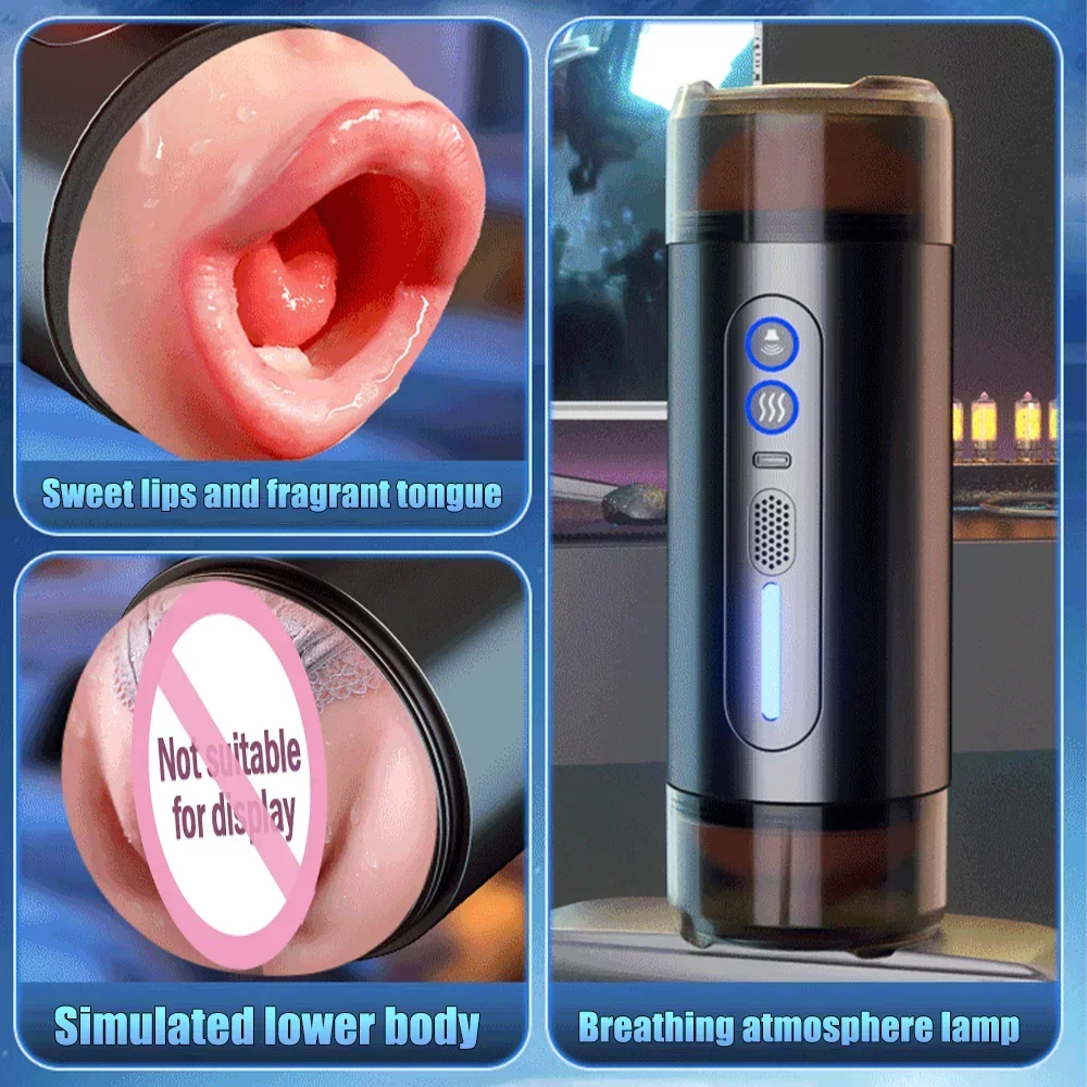 Male Masturbator Toys Automatic Sucking Masturbation Cup for Men, Deep Throat Oral Vagina Suction Blowjob Vibrating Sex Machine