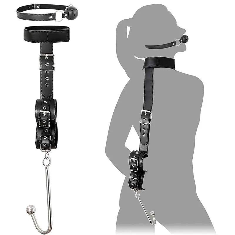 Sex Toy Set Anal Hooks Handcuffs PU SM BDSM Bondage Anal plugs Neck Restraint Backhanded Couple Flirt Sex Toys