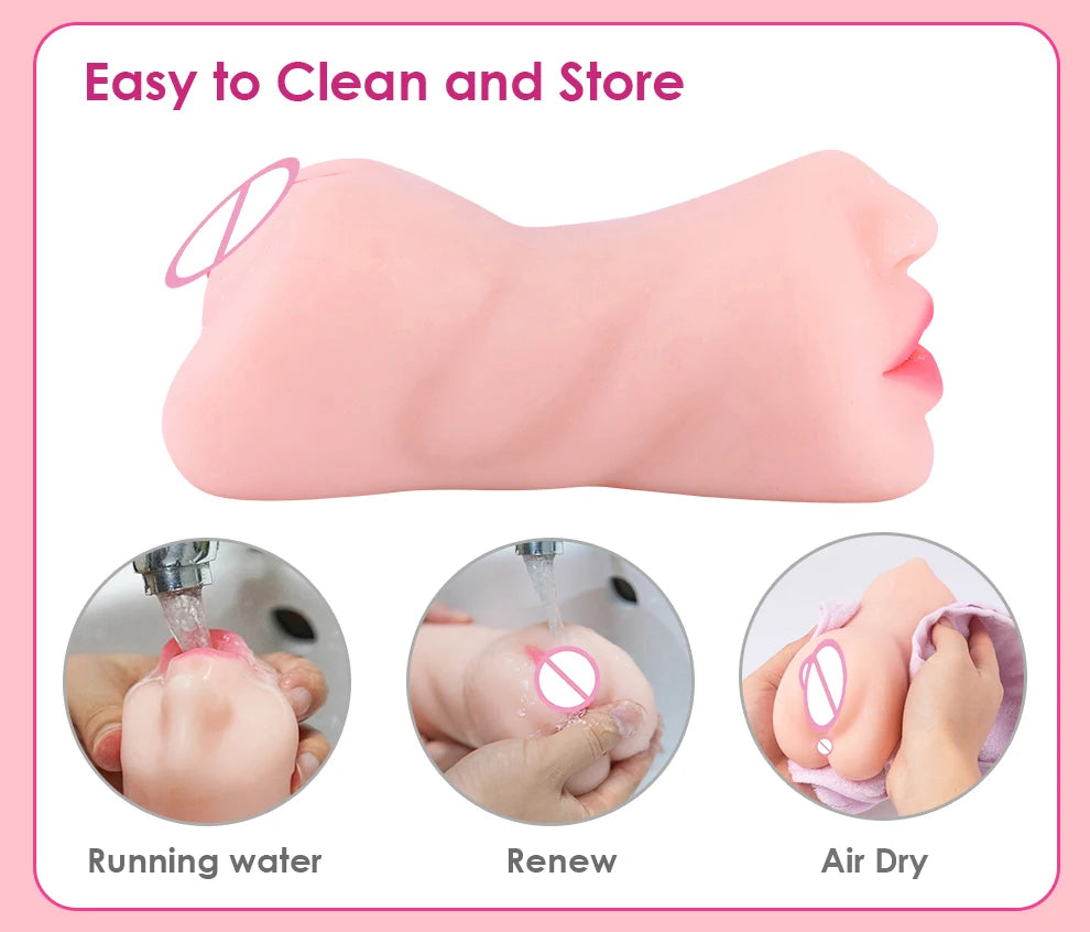 3 IN 1 Sex Toys Masturbation For Men Deep Throat Artificial Real Pussy Oral Male MasturbatorBlowjob Realistic Rubber Vagina