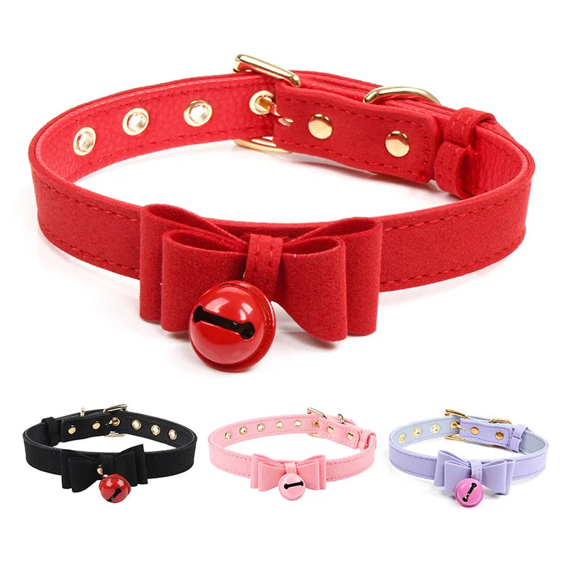 Sexy PU Leather Collar Bell Choker Slave Costume BDSM Bondage Necklace Neckband Sex Toys Adults SM Erotic Accessories